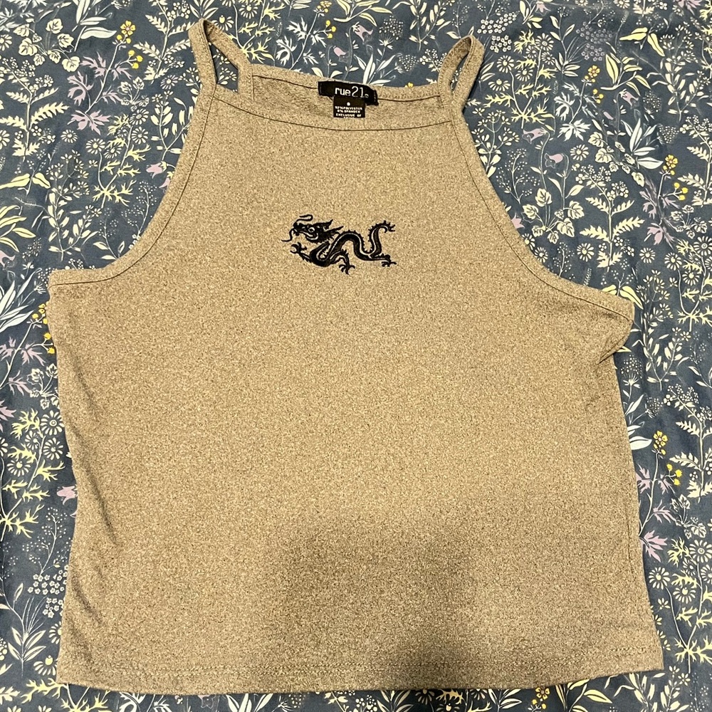Rue 21 embroidered dragon crop top!!
